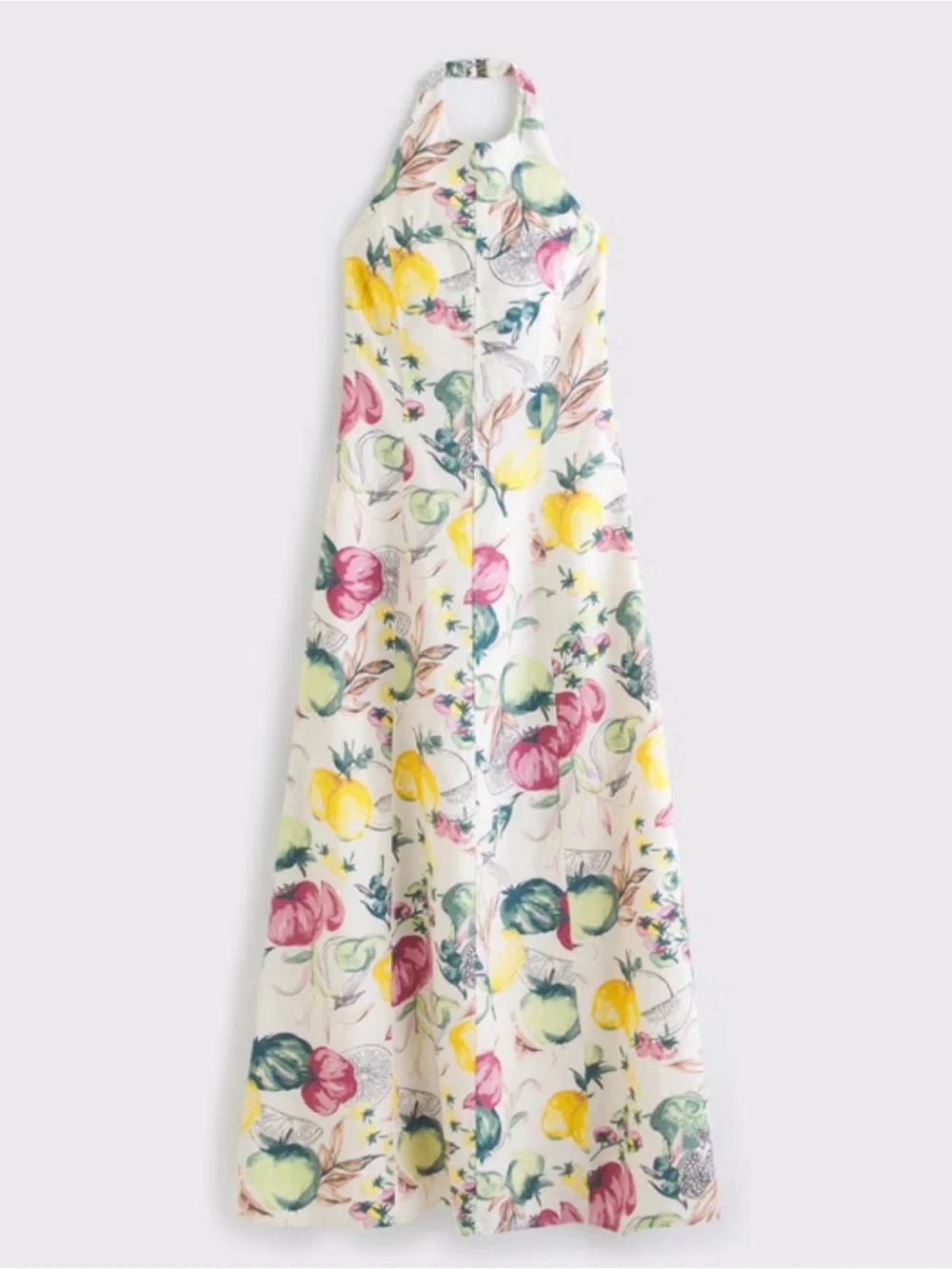 NWT Abercrombie & Fitch M Tall Vegetable Print Halter Linen Dress